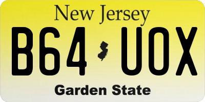 NJ license plate B64UOX