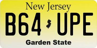 NJ license plate B64UPE