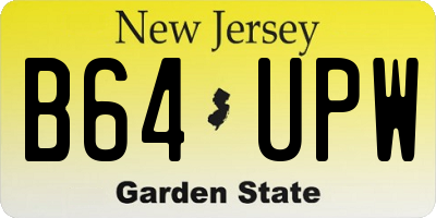 NJ license plate B64UPW