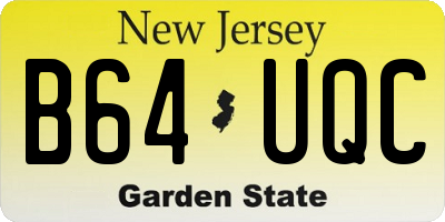 NJ license plate B64UQC