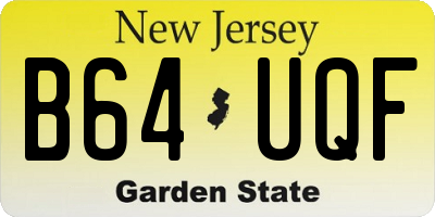 NJ license plate B64UQF