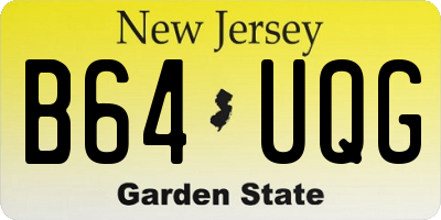 NJ license plate B64UQG