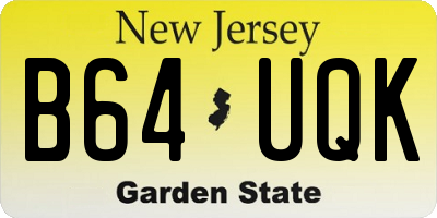 NJ license plate B64UQK