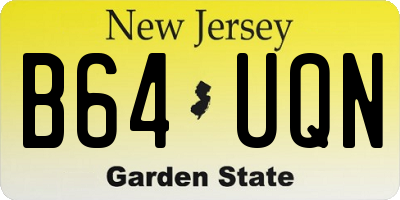 NJ license plate B64UQN