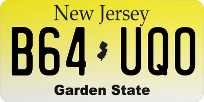 NJ license plate B64UQO