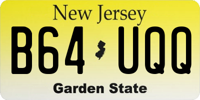 NJ license plate B64UQQ