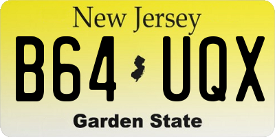 NJ license plate B64UQX