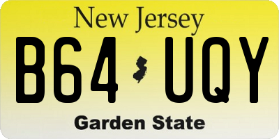 NJ license plate B64UQY