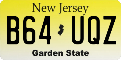 NJ license plate B64UQZ