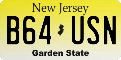NJ license plate B64USN