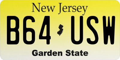 NJ license plate B64USW