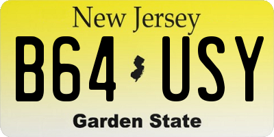 NJ license plate B64USY