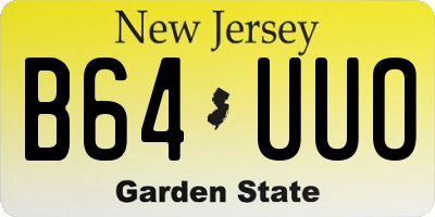 NJ license plate B64UUO