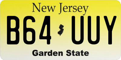 NJ license plate B64UUY