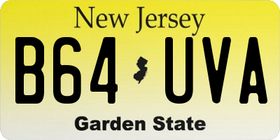NJ license plate B64UVA