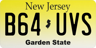NJ license plate B64UVS