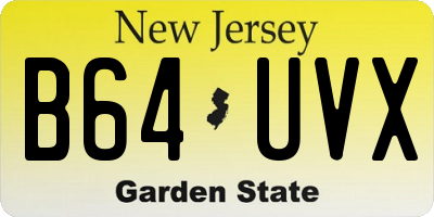 NJ license plate B64UVX