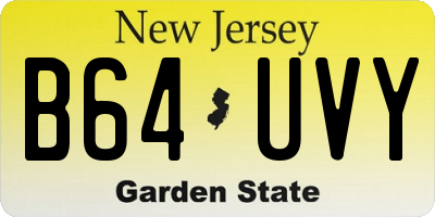NJ license plate B64UVY