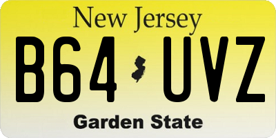 NJ license plate B64UVZ