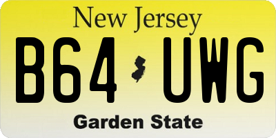 NJ license plate B64UWG