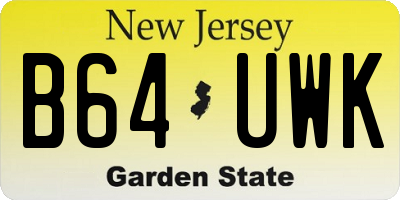 NJ license plate B64UWK