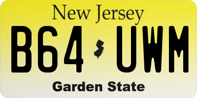 NJ license plate B64UWM