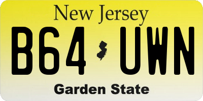 NJ license plate B64UWN