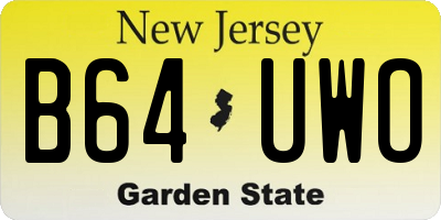 NJ license plate B64UWO