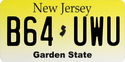 NJ license plate B64UWU