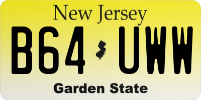 NJ license plate B64UWW