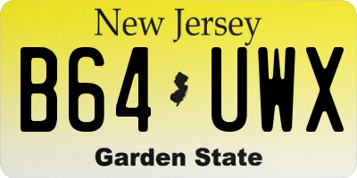 NJ license plate B64UWX