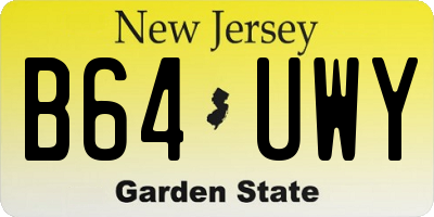 NJ license plate B64UWY