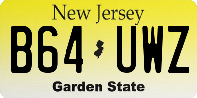 NJ license plate B64UWZ
