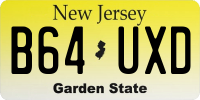 NJ license plate B64UXD