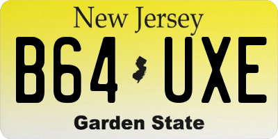 NJ license plate B64UXE