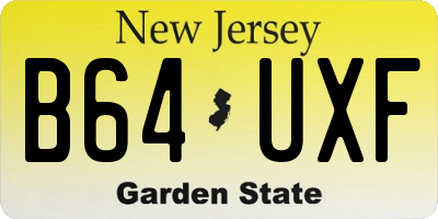 NJ license plate B64UXF