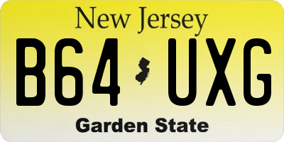 NJ license plate B64UXG