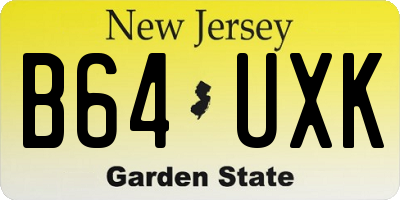 NJ license plate B64UXK