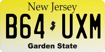 NJ license plate B64UXM