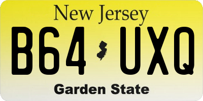 NJ license plate B64UXQ
