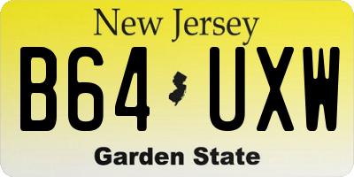 NJ license plate B64UXW