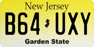 NJ license plate B64UXY