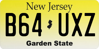NJ license plate B64UXZ