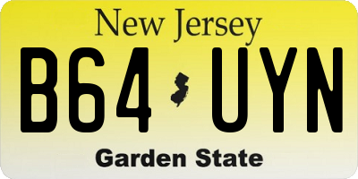 NJ license plate B64UYN
