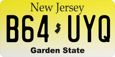 NJ license plate B64UYQ