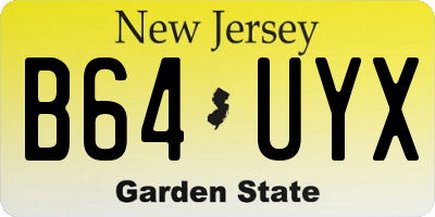 NJ license plate B64UYX