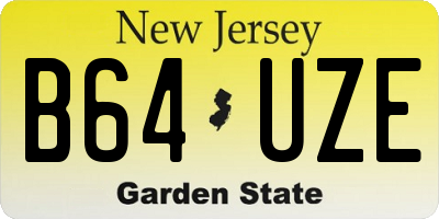 NJ license plate B64UZE