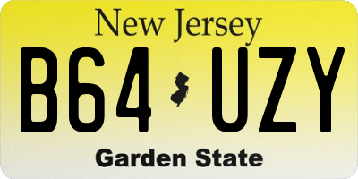 NJ license plate B64UZY