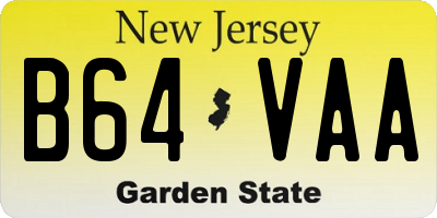 NJ license plate B64VAA
