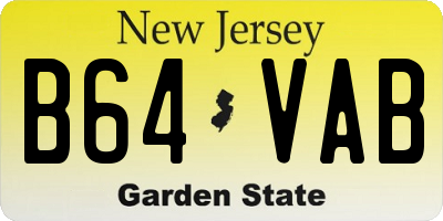 NJ license plate B64VAB
